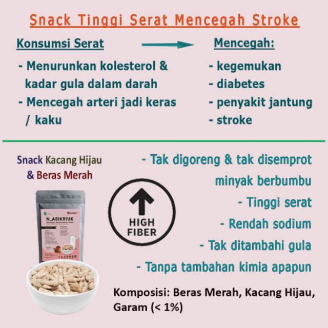 

Khusus Gosend : 1 Dus = 25 bks Gluten-free, High Fibre, Low Sodium Snack Beras Merah Kacang Hijau