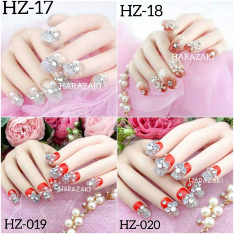 kuku palsu murah dan cantik terbaru wedding fake nails bride 3d