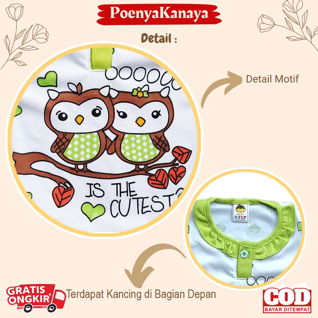 Setelan Baju Bayi Piyama Bayi Panjang Perempuan OWL RIFKY 6-18 bln SPY91