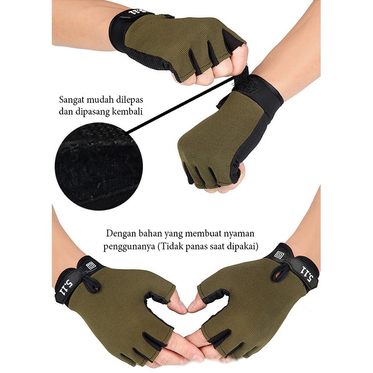 Sarung Tangan Motor dan Sepeda Pelindung Tangan Gloves Half Racing Gloves Simple Sarung Tangan Pria