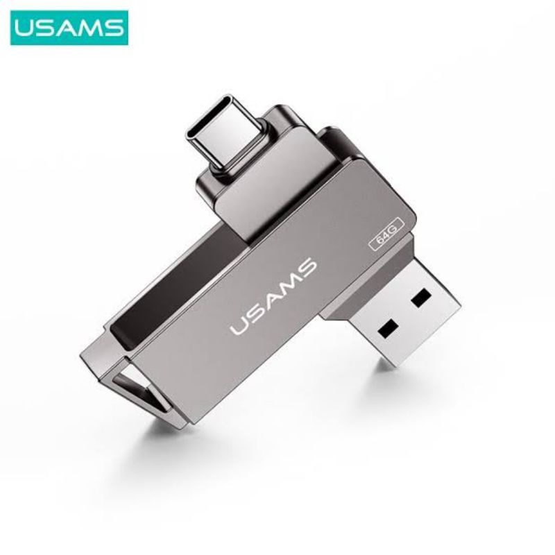 USAMS Flashdisk Rotatable 32/64/128GB OTG Type-C + USB 3.0 High Speed Dual Drive Original