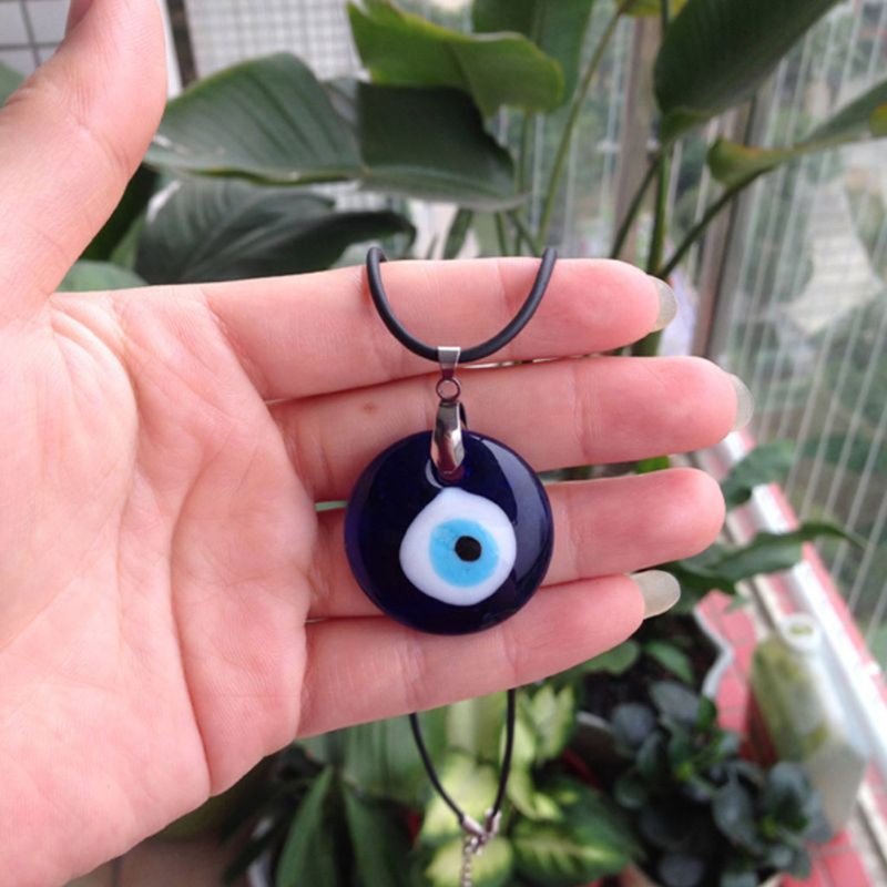 Siy Kalung Tali Kulit Liontin Evil Eye Biru Turki Bahan Resin Untuk Priawanita