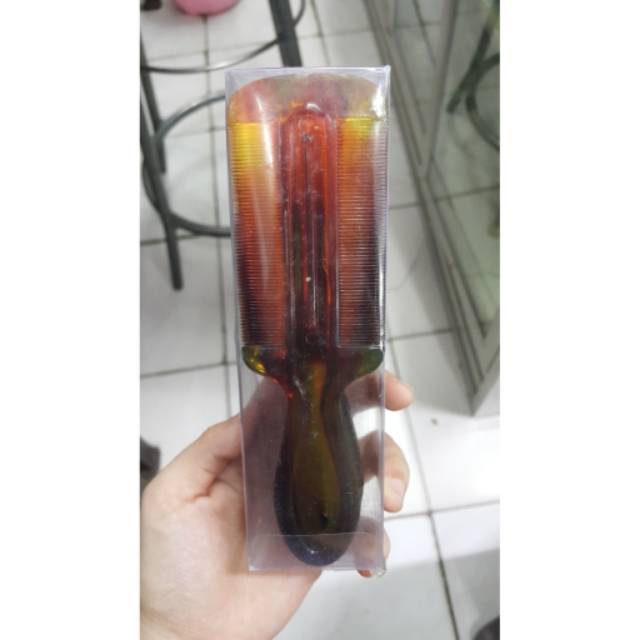 Sisir Kutu Plastik Gagang Bening Coklat