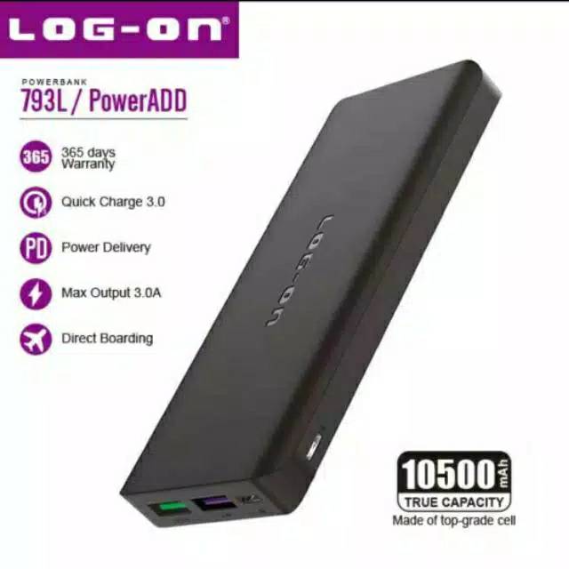 Log on powerbank 10500 mAh Qc 3.0 + PD
