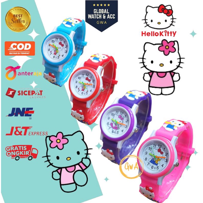 Jam Tangan Anak Timbul Jarum Fashion Cewek Perempuan Mini Timbul Rubber Karet Karakter Animasi