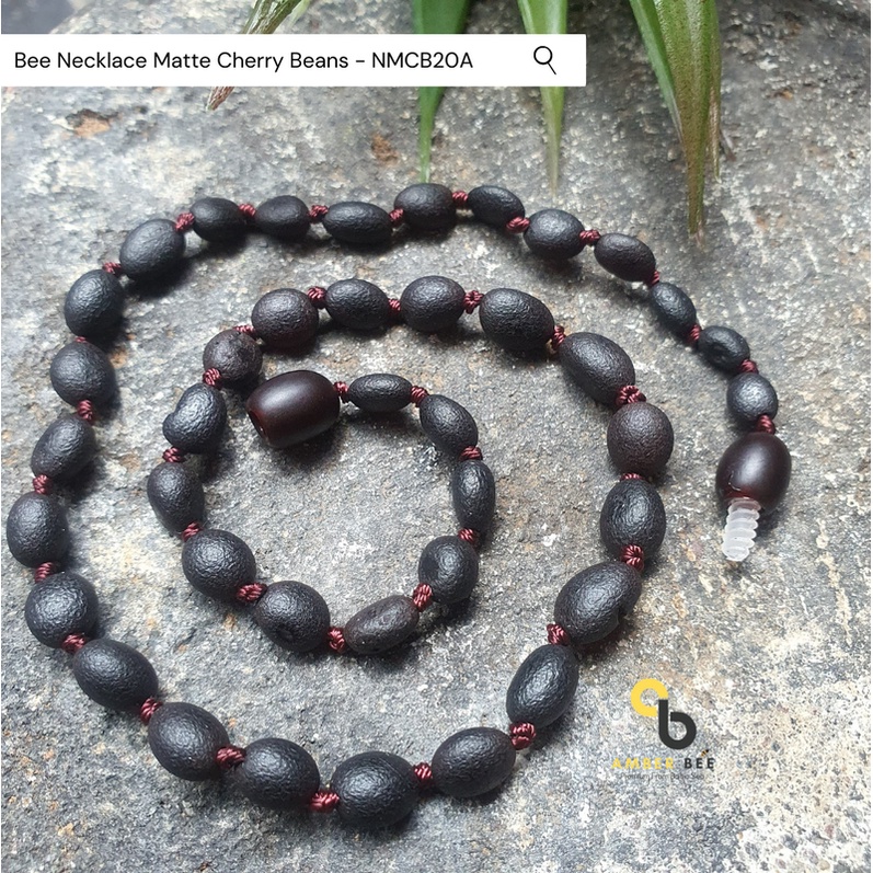 Kalung Amber Bayi &amp; Anak ORI Baltic Premium Matte Cherry Beans NMCB20A By Amber Bee