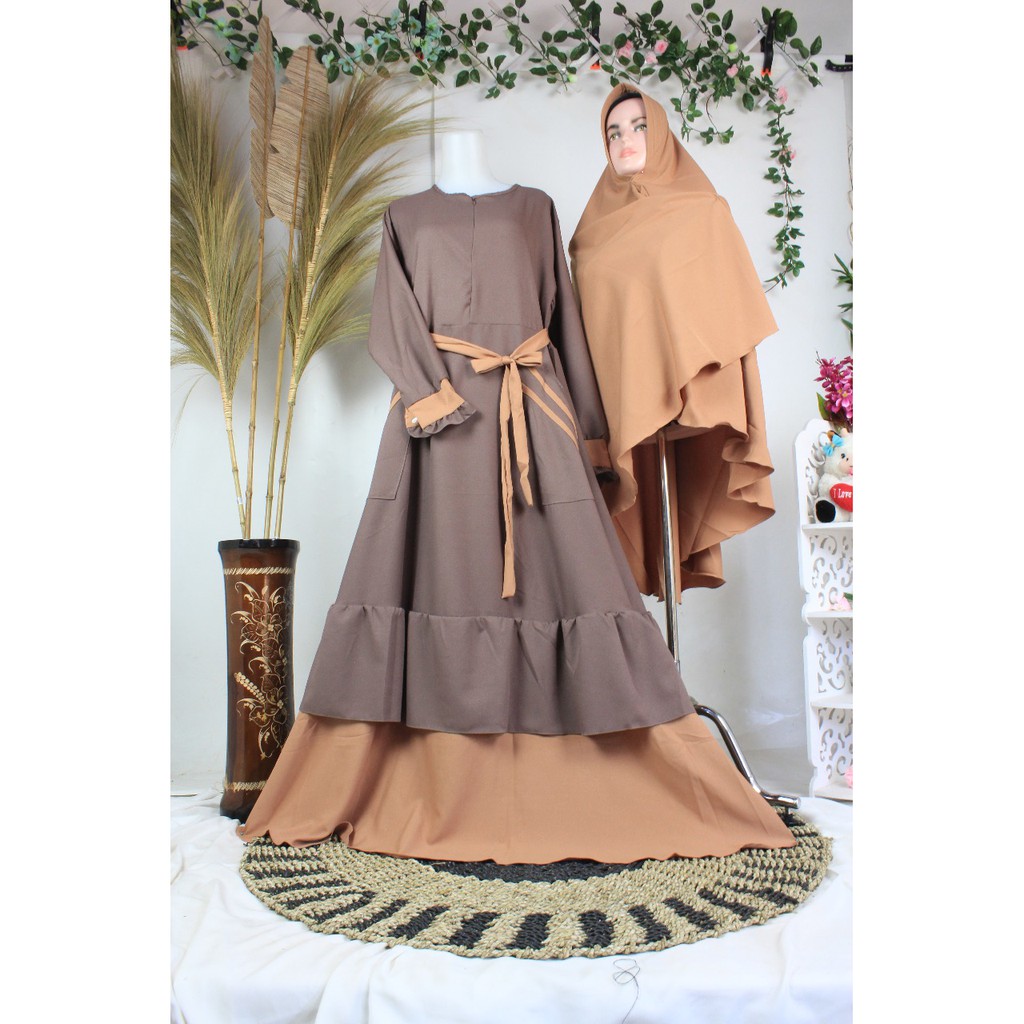 Gamis set jilbab SYARI terbaru RIBELLA itycrepe premium remaja muslimah fashion wear style