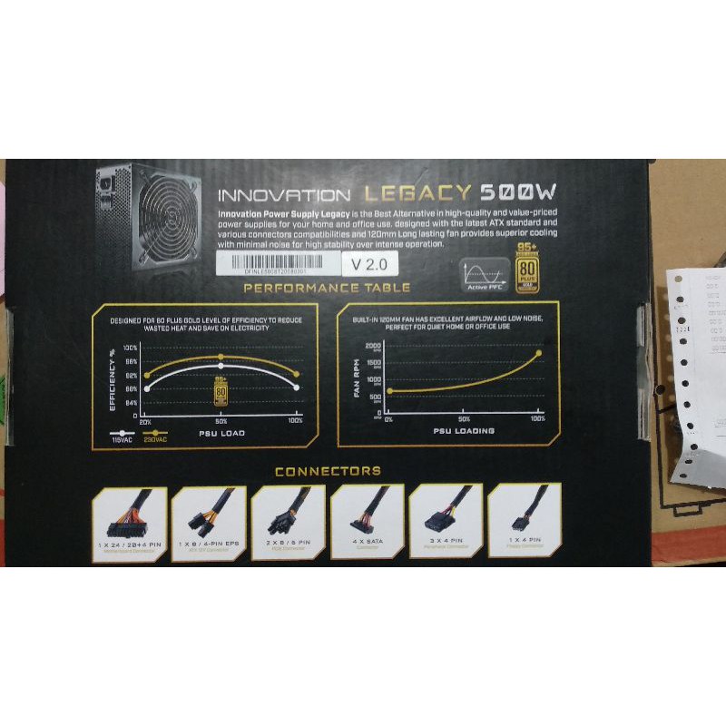 PSU Innovation 500W 80+ GOLD GARANSI 8 TAHUN power supply