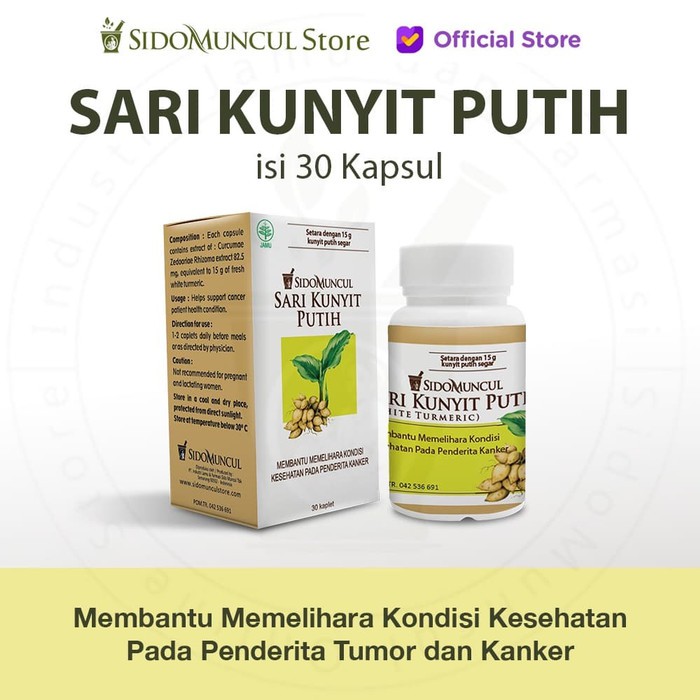 

SIDOMUNCUL Sari Kunyit PUTIH / Obat herbal kanker, tumor, maagh/asam lambung (30 Kapsul)