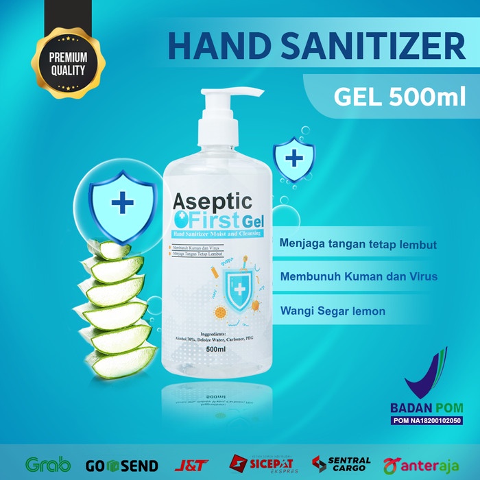 Hand Sanitizer Gel ASEPTIC FIRST izin BPOM HANDSANITIZER 500ml