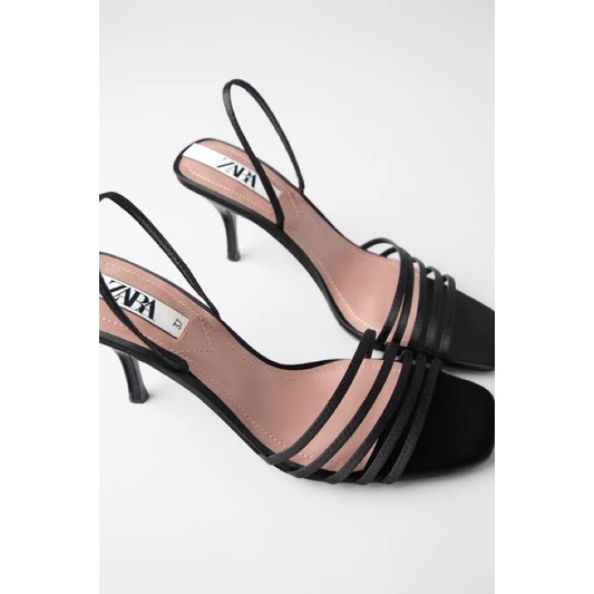 Zara Black High Heel Strappy Sandals