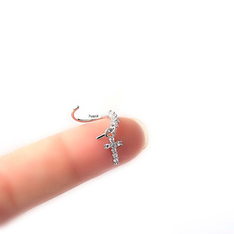 1 Pc Anting Tindik Hidung Tanpa Kunci Bahan Tembaga Model Hatimalaikatbungabintang Hias Batu Zircon