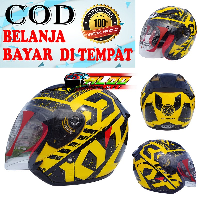 HELM KYT DJ MARU MOTIF TERBARU #16 CRYMSON YELLOW BLACK ORIGINAL HELM KYT TERLARIS HELM KYT DJ MARU