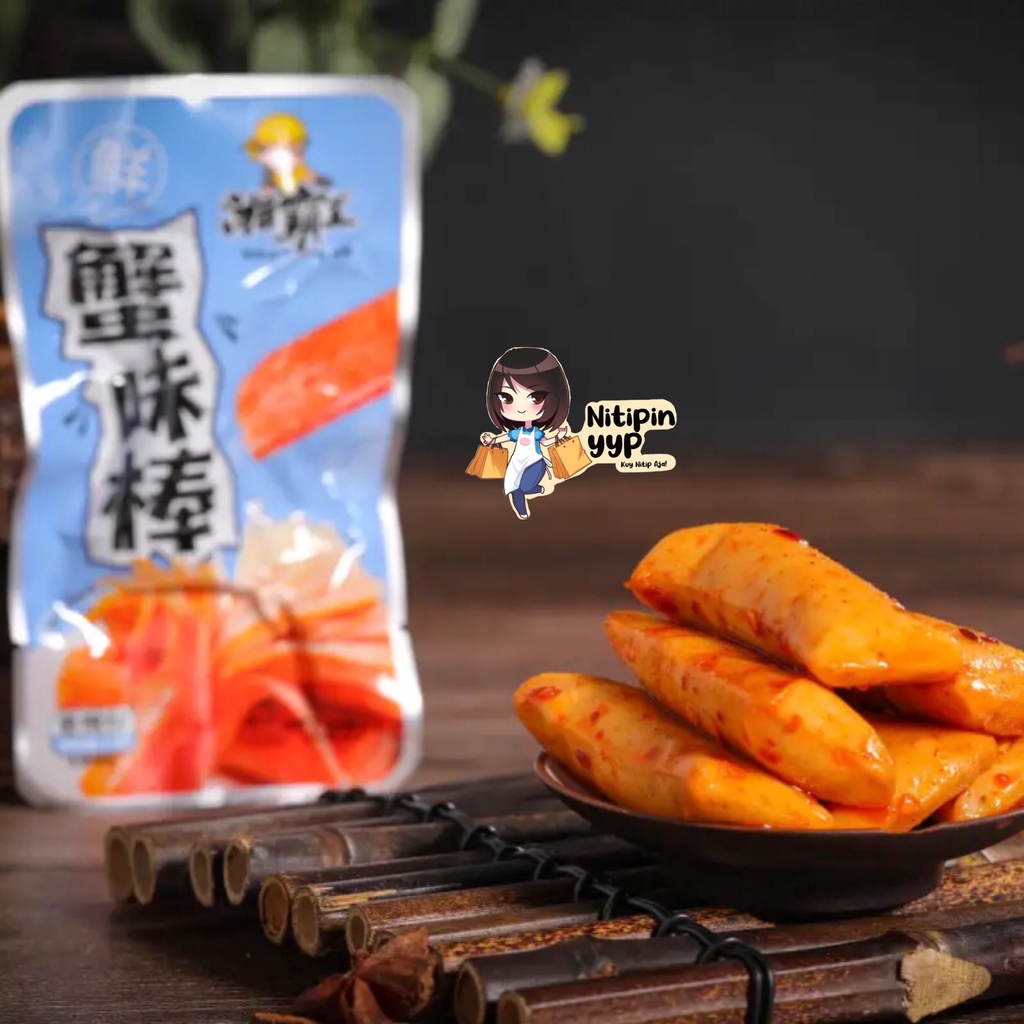 Cemilan Instant Crab Stick Spicy Siap Saji - XiangBaWang XieWeiBang Snack Kepiting Pedas Khas China Siap Makan (18gr)