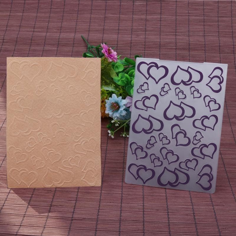 Double Heart Plastic Embossing Folder