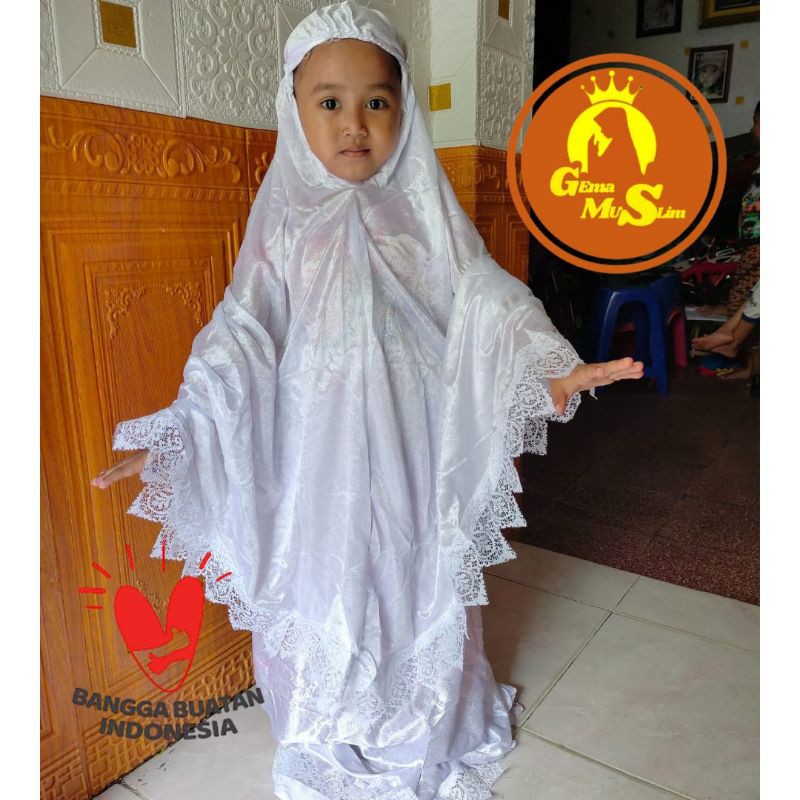 Mukena Anak Embos Khusus Putih