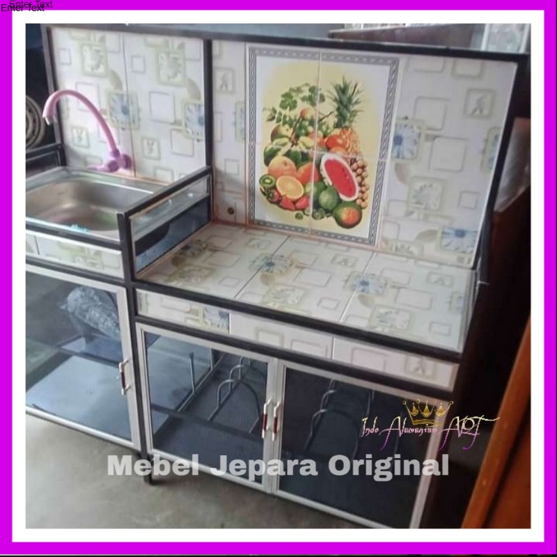 Meja Kompor & Wastafel Rak Piring Bahan Alumunium Modern