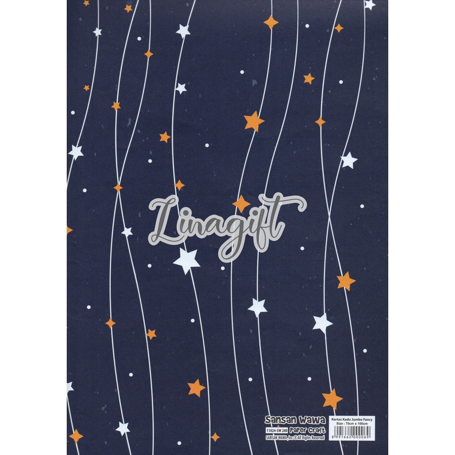 ( 5 Lembar ) JUMBO STARS - KERTAS KADO SANWA - GIFT WRAP PAPER SANSAN WAWA BINTANG VINTAGE UNIVERSAL BABY CLASSIC UNIVERSE CUTE TWINKLE STARS