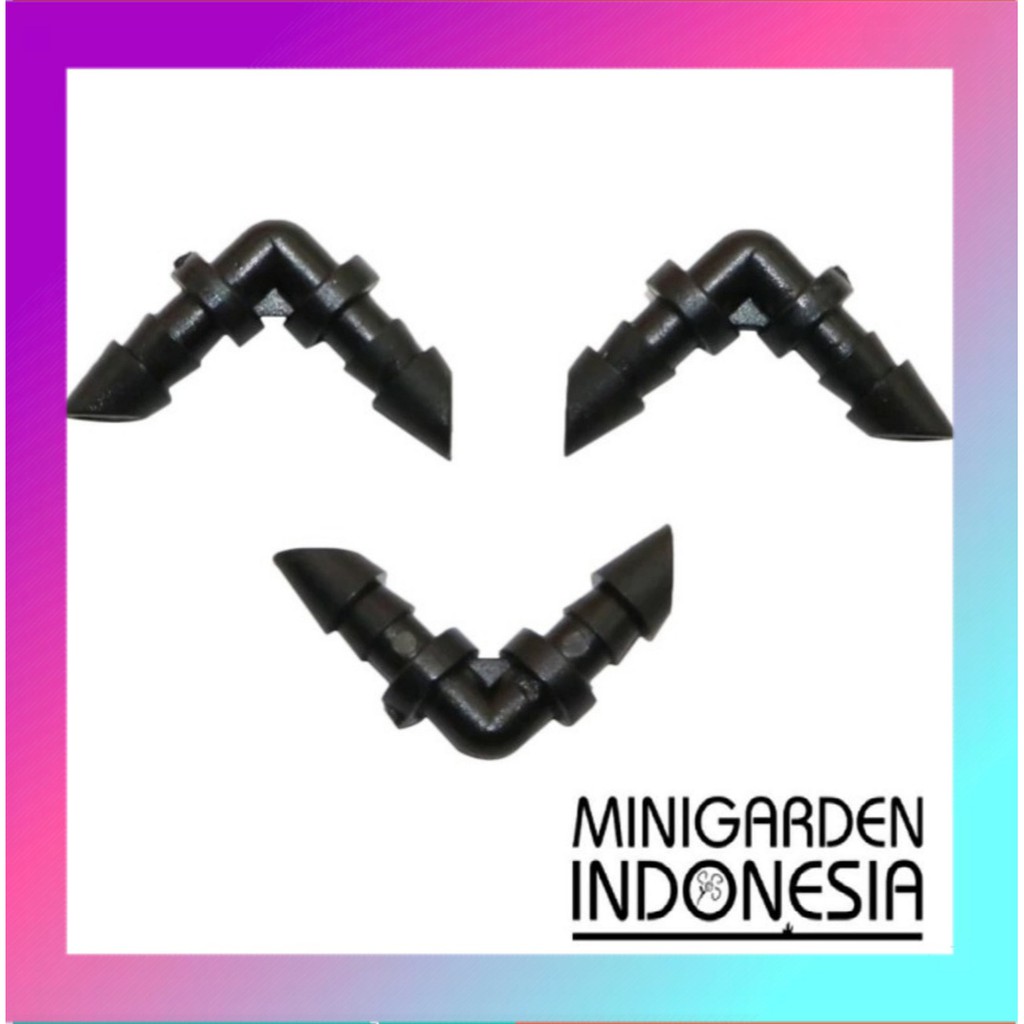 Konektor ELBOW L 7MM Nepel Fitting 2 Cabang Arah Selang PE 4/7mm Alat Siram Irigasi Taman Fertigasi
