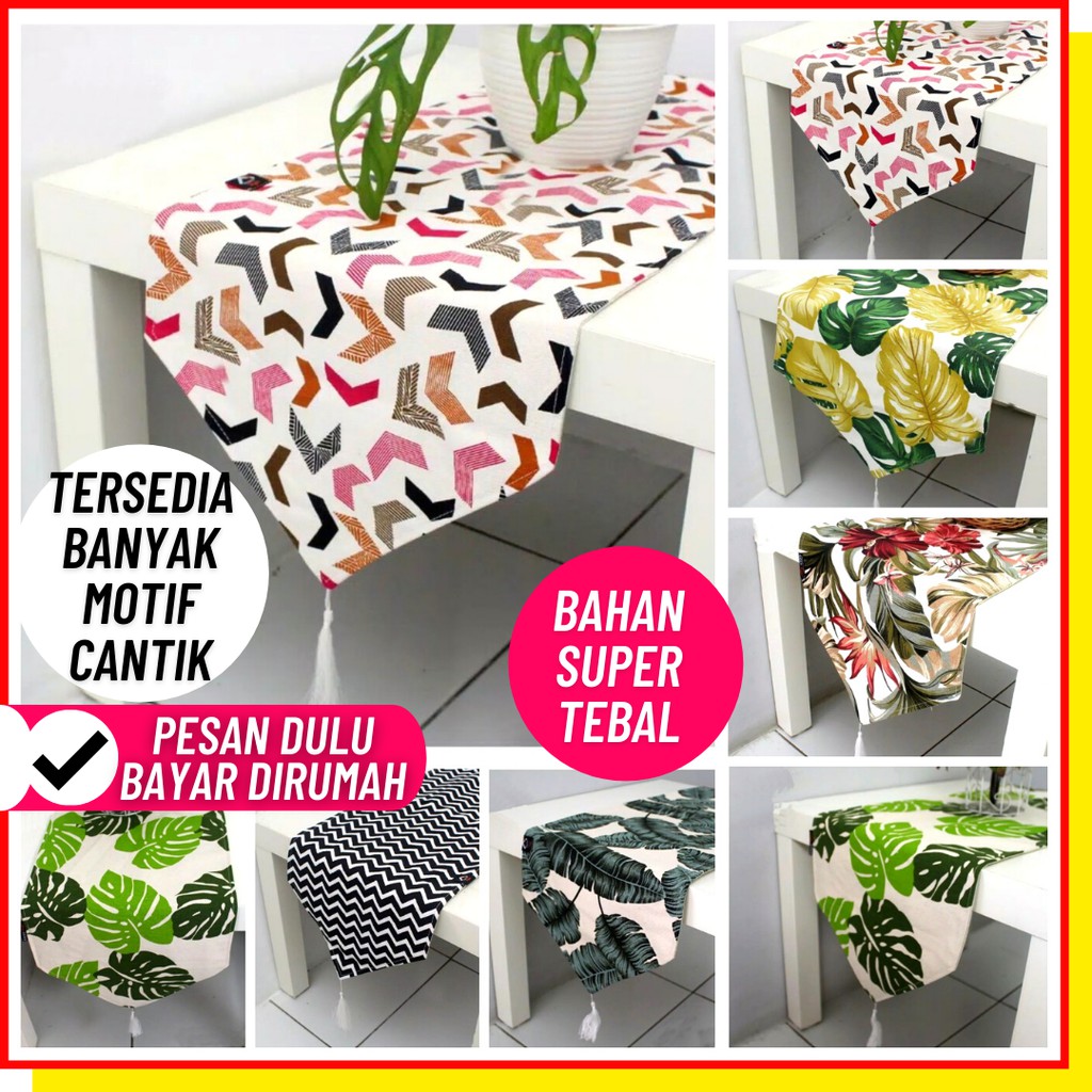 TABLE RUNNER TAPLAK MEJA PANJANG MODERN MINIMALIS HIASAN UKURAN KECIL