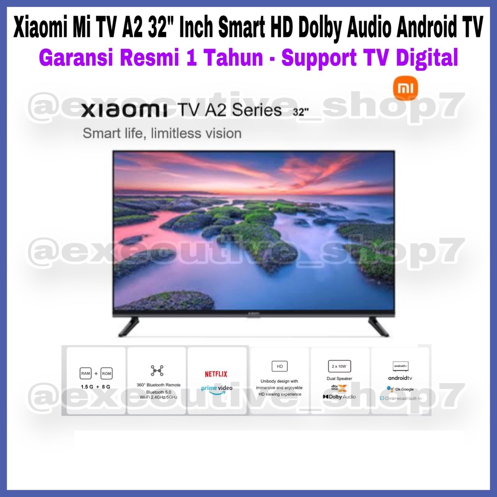 Xiaomi Mi TV A2 32&quot; Inch Smart HD Dolby Audio Android TV Garansi Resmi 1 Tahun - Support TV Digital