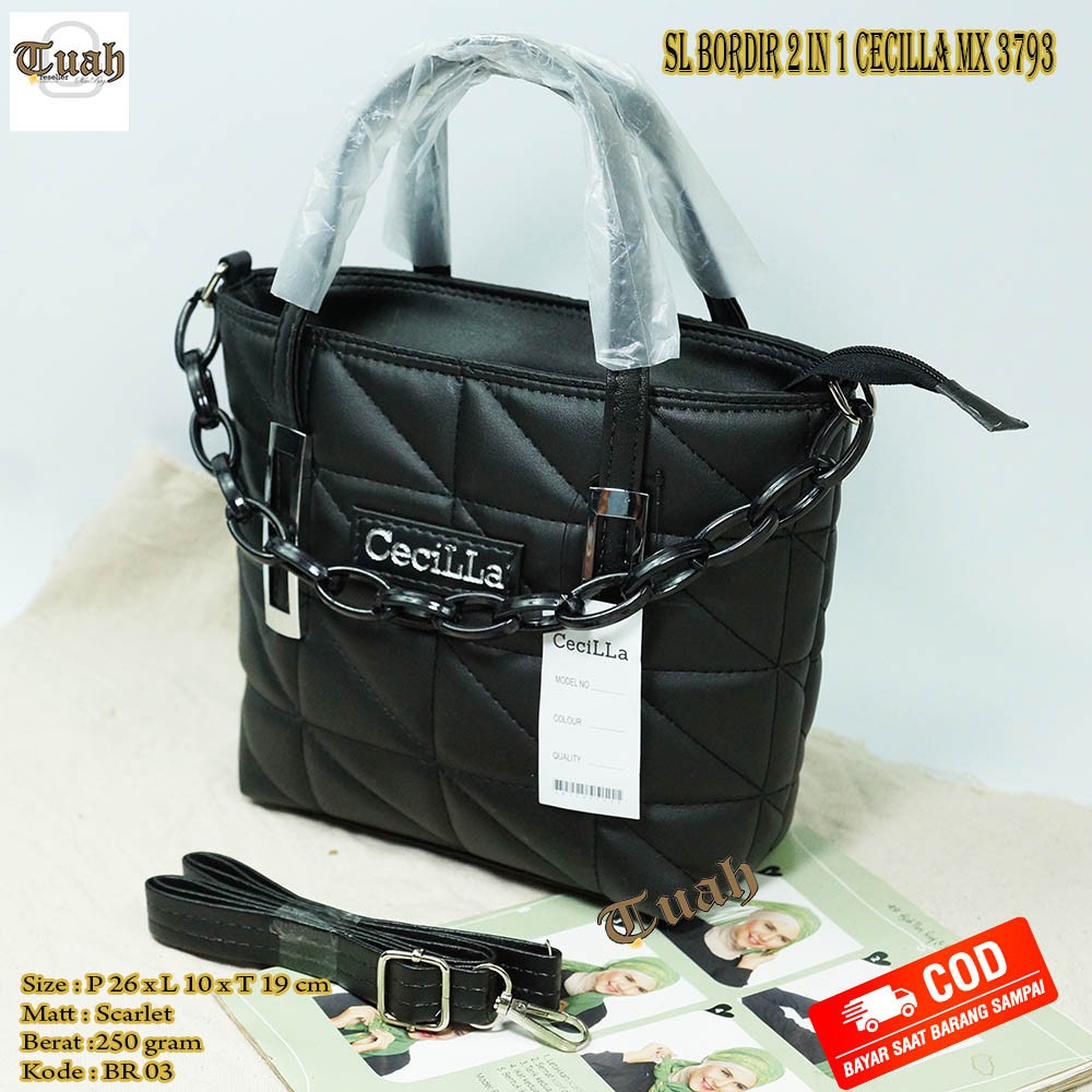 TUAH SLIMBAGS / SL Bordir 2in1 CeciLLa MX 3793/ Totebag Wanita Terbaru 2021/ Best Seller