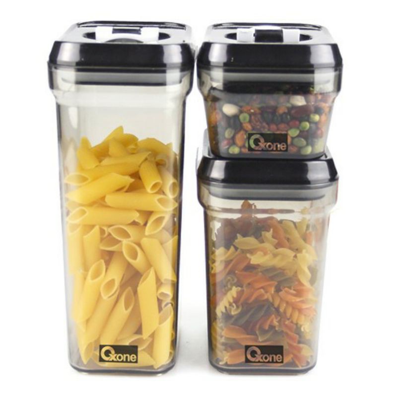 Oxone OX-301 3Pcs Plastic Storage Jar with air Vacuum  (Toples Snack)