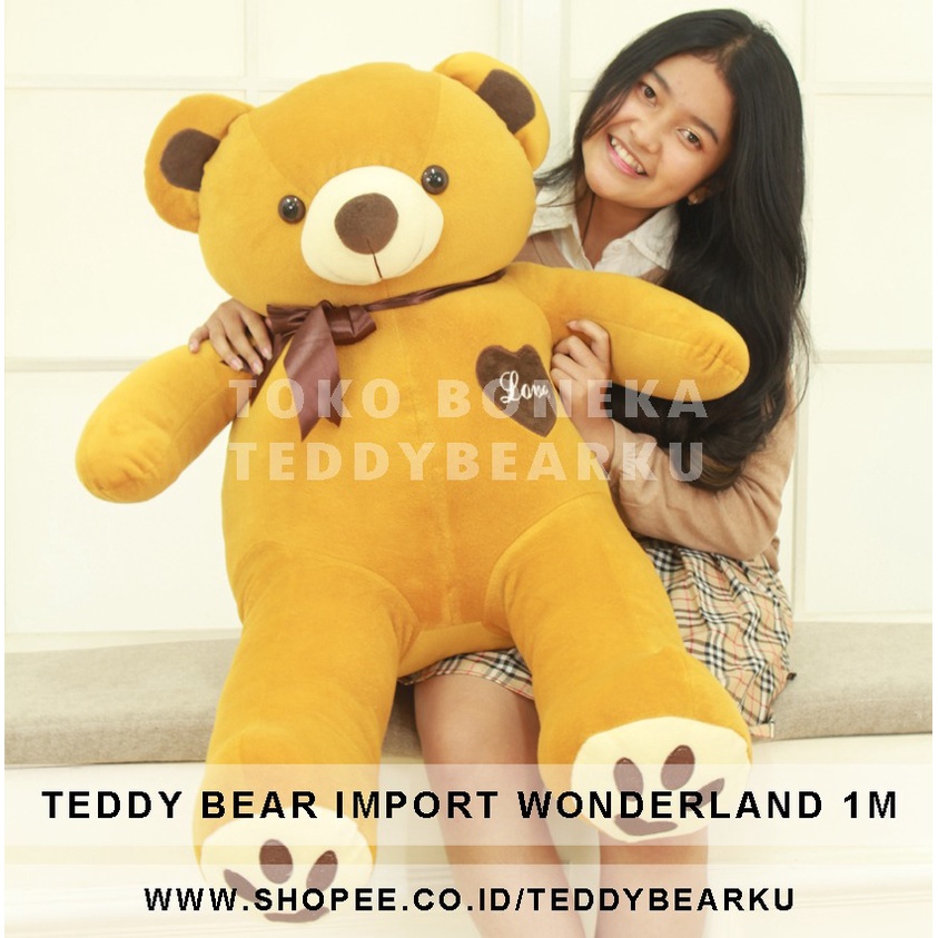 LIMITED! BONEKA BERUANG TEDDY BEAR IMPORT WONDERLAND LOVE JUMBO SUPER 100CM 1M