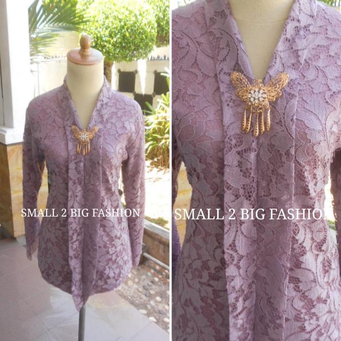 kebaya brokat panjang ungu / kebaya brukat ungu / kebaya modern ungu