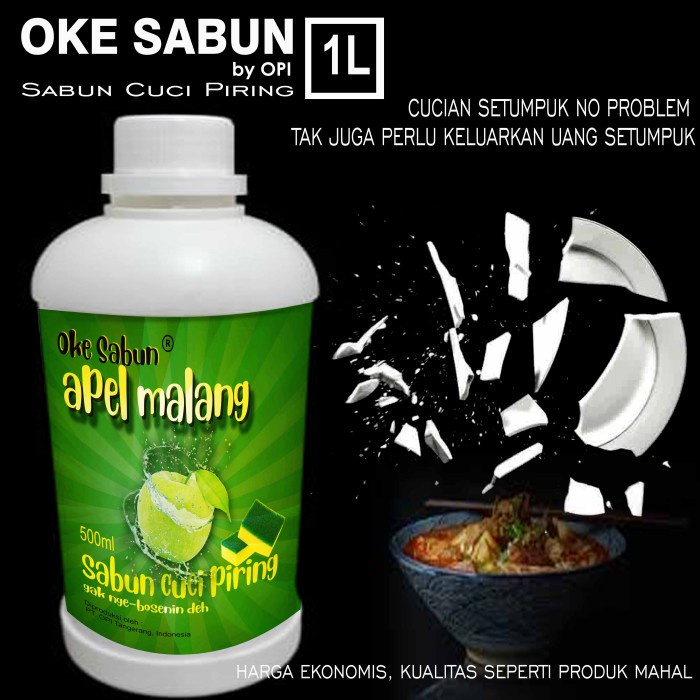 Sabun cuci piring 1 liter apel malang wangi segar beda Produk OPI baru By Oke Sabuny sudah ada izin edar resmi by Oke sabun suplayer