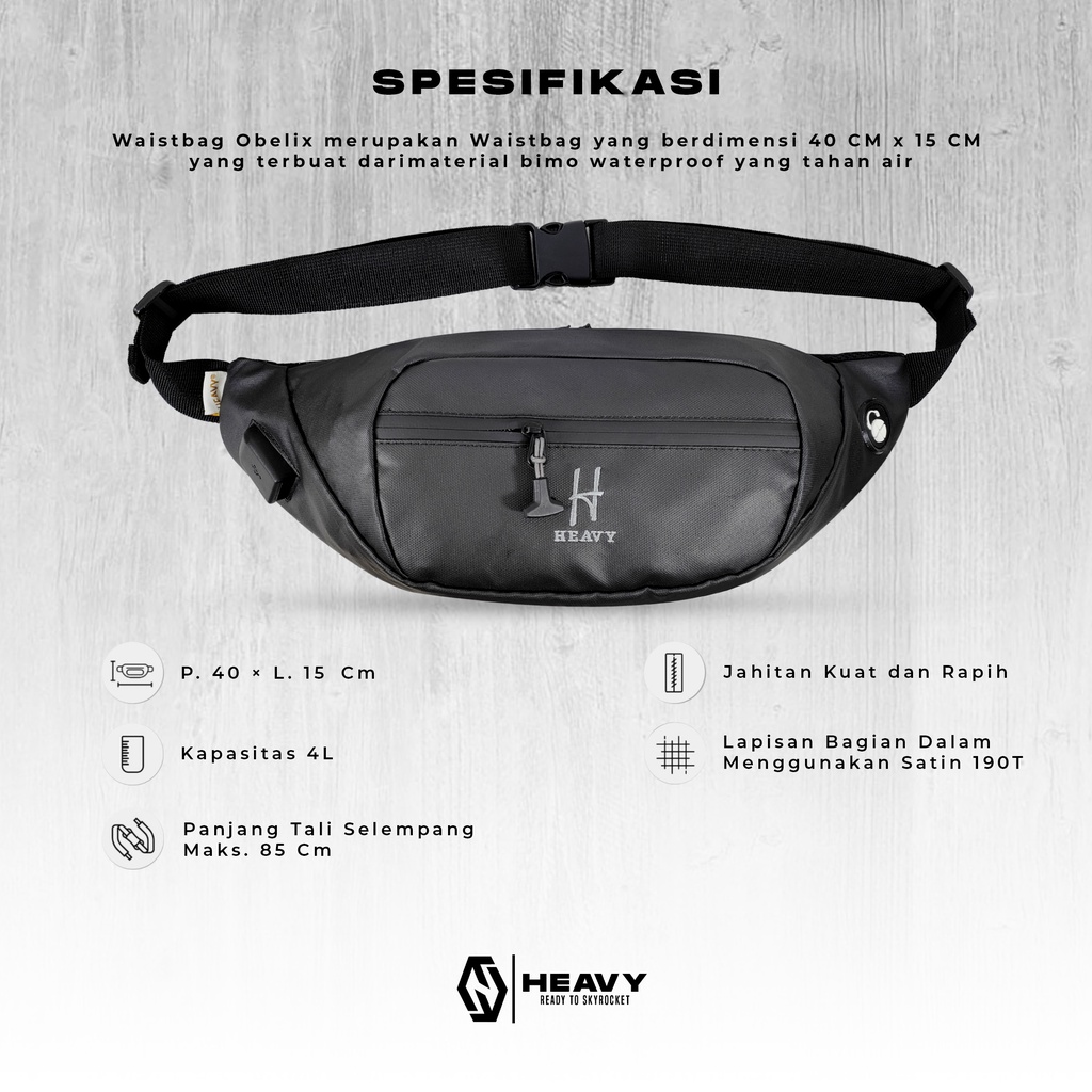 Tas Selempang Pria Heavy Waterproof - Tas Pinggang Pria Waterproof - Waistbag Heavy Original