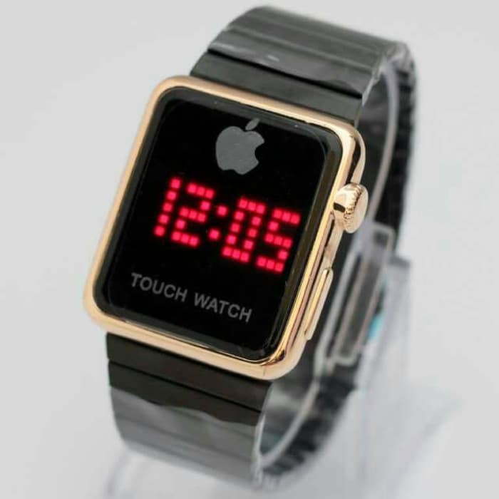 Jam Tangan Pria / Cowok Iphone Watch LED Rantai Black Rosegold