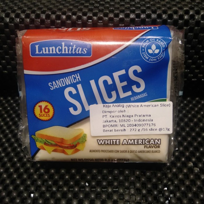 

Lunchitas slices white american cheese | keju analog 16 slice | 272 g
