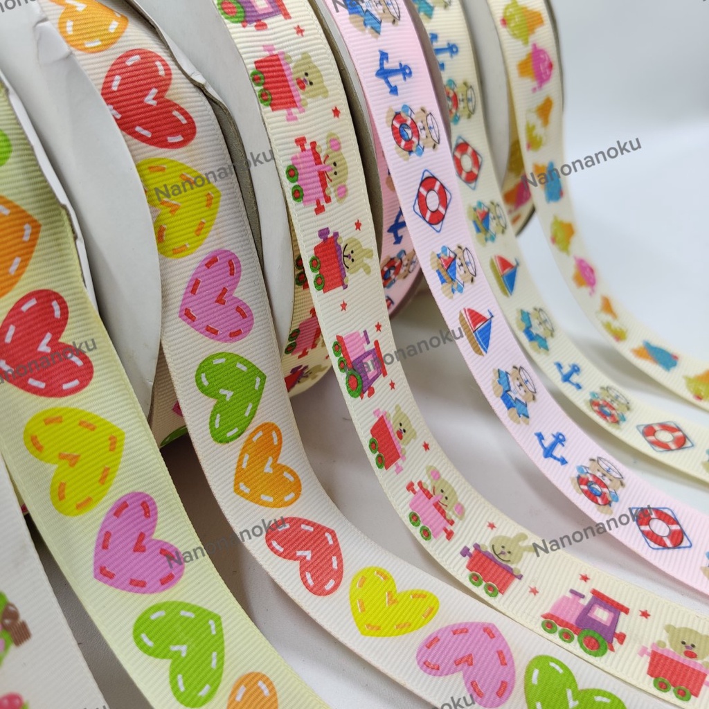 [5 METER] Pita Grossgrain 1 inch (2,5 cm) Berbagai Motif Hampers Souvenir Parsel