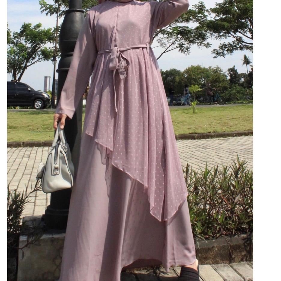 ♣ Dress Outer tile pisah / Gamis Kekinian Rompi Pisah set Gamis Lebaran / Kondangan Multifungsi Mode