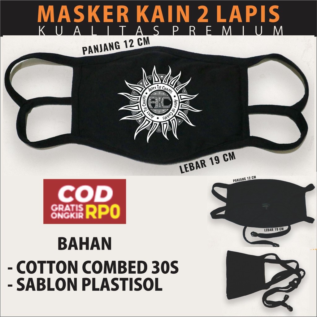MASKER KAIN 2 LAPIS ALICE IN CHAINS, MASKER BAND ALICE IN CHAINS