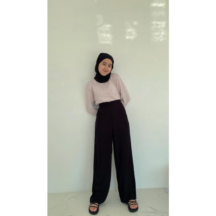 Hanin Kulot Rayon Polos Highwaist Standar