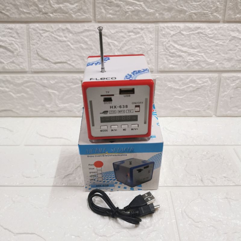 FLECO HX638 MINI MOBILE SPEAKER PORTABLE KECIL USB TF CARD MP3 PLAYER VINTAGE RADIO FM JADUL MURAH