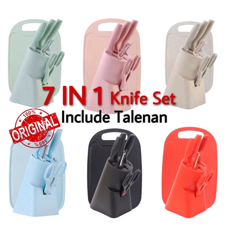 7 in 1 Kitchen Knife Set / Talenan, Pisau, Pengupas, Dapur Set