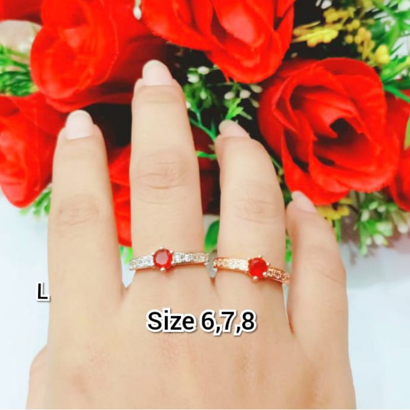 [BAYAR DITEMPAT] CINCIN WANITA TITANIUM MOTIF PERMATA MATA MERAH BANYAK PILIHAN MODEL DAN BENTUK NYA
