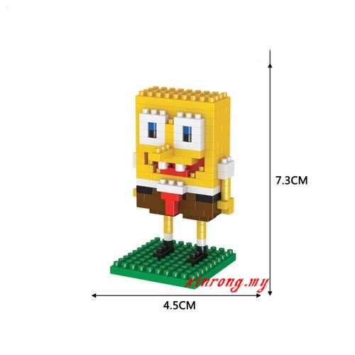 Mainan Balok Bangunsusun Mini Model Lego Bentuk SpongeBob Untuk Edukasi Anak