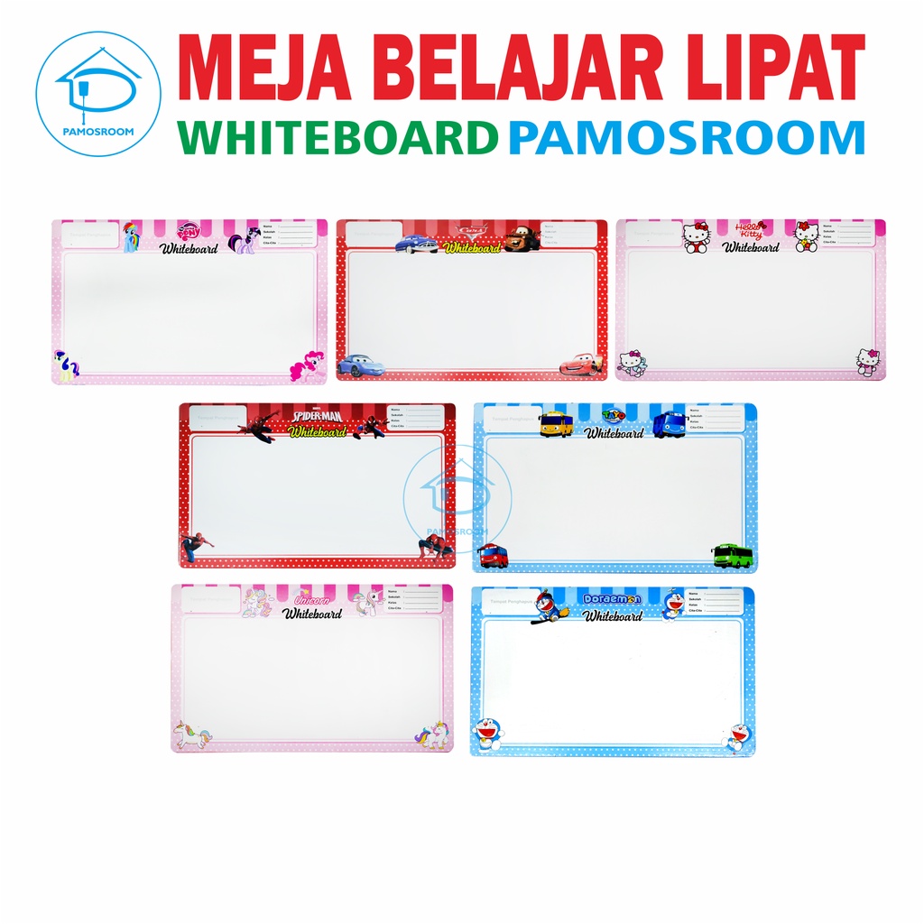 Pamosroom Meja Belajar Whiteboard Meja Belajar Lipat Anak Karakter Lucu Papan Tulis Meja Best Qualit