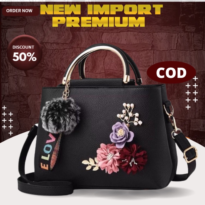 FL1003 tas import wanita slempang handbag premium branded  kekinian  ibu kerja kantoran pesta kondan