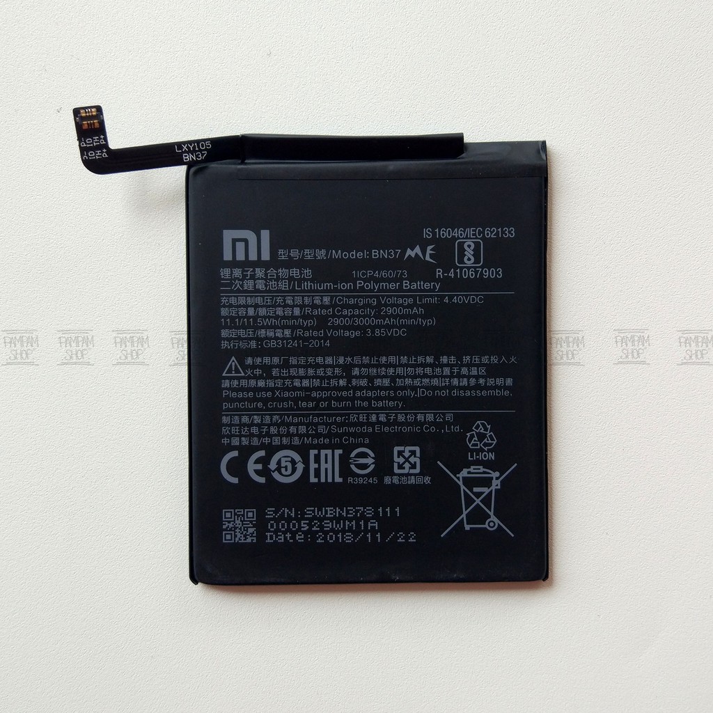 Baterai XiaoMi BN37 Redmi 6 6A Batre Xiao Batrai Battery Batrai BN 37