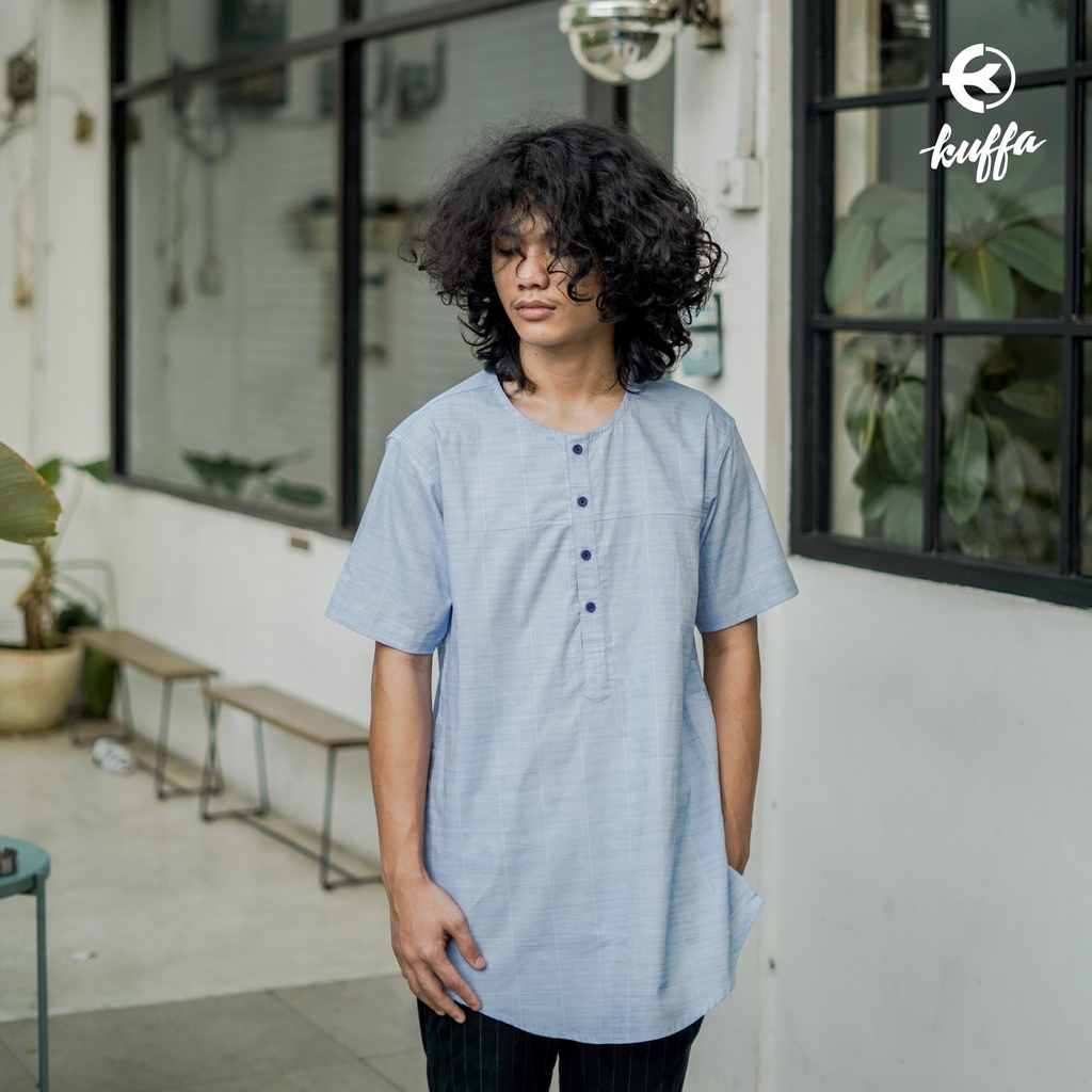 Baju Muslim Kemeja Koko Longline Side Pocket Lengan Pendek Pria Dewasa / Fashion Muslim / Atasan / B