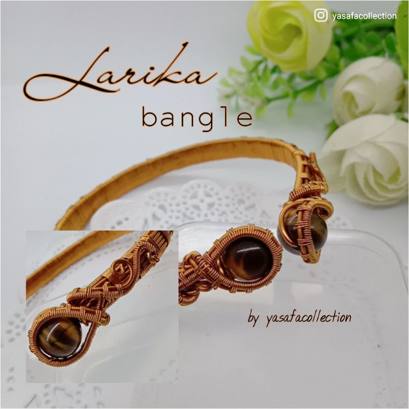 gelang bangle batu Tiger eye larika basic wire gelang tembaga eliminasi