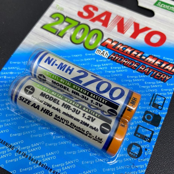 Baterai Charger Sanyo 2700mAh AA - Baterai Cas AA Sanyo 2700 Mah - Battery Rechargerable SANYO 2700b