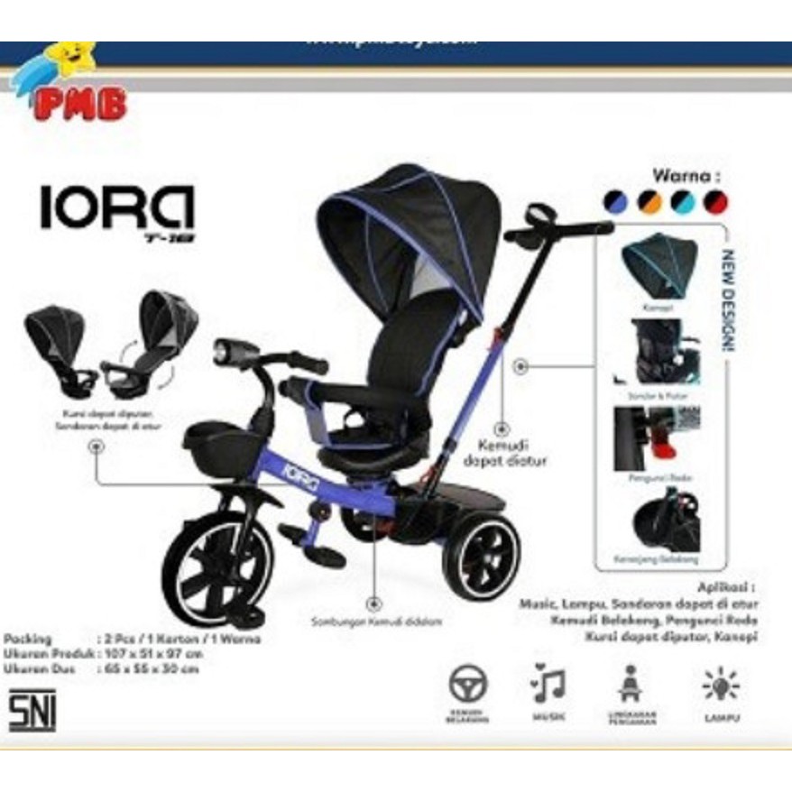 Kargo Sepeda Anak Stroller Tricycle IORA T18 PMB TOYS Roda Tiga Element Garansi SNI-1