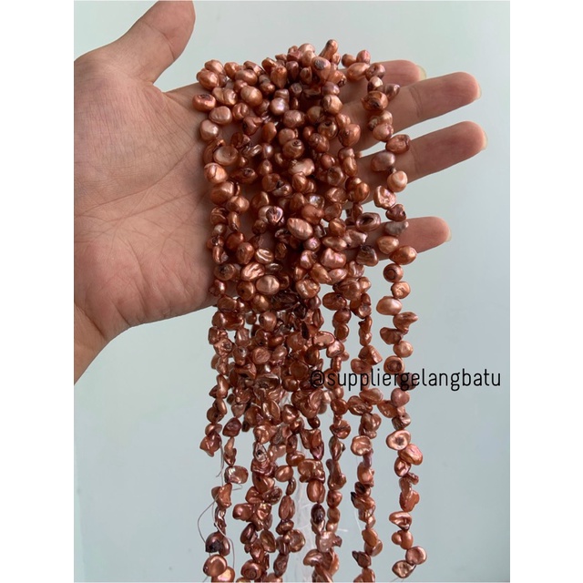 kerikil Mutiara Air Tawar KESHI ORANGE tetes OVAL fresh water pearl