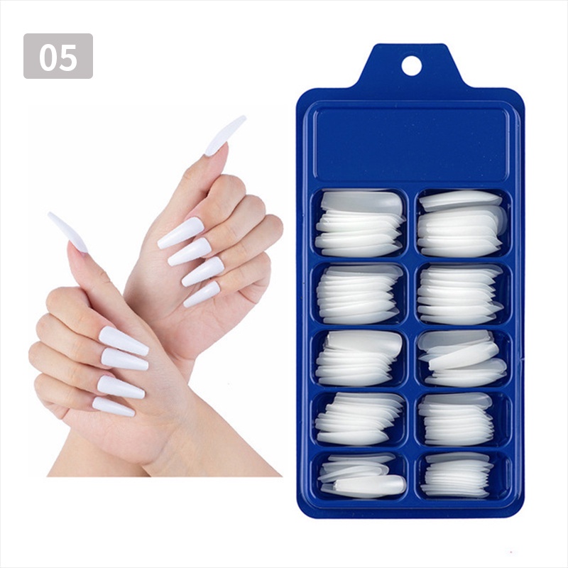 1 Kotak 100PCS Kuku Palsu Akrilik Full Coverage Warna-Warni Untuk Dekorasi Nail Art